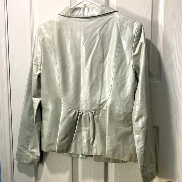 Cole Haan Collection Women's Leather Jacket  Metallic Mint Green  Size 4 - Picture 9 of 14